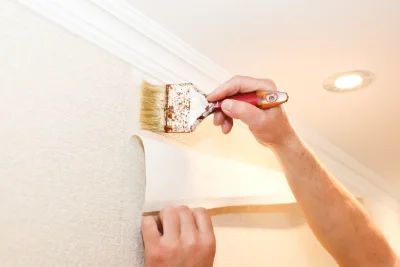 Pose de papier peint à la Colombe — revêtements muraux et toiles de verre
